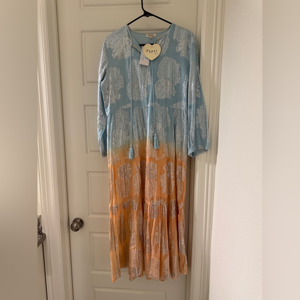 Paani Maxi Dress in Blue and Orange